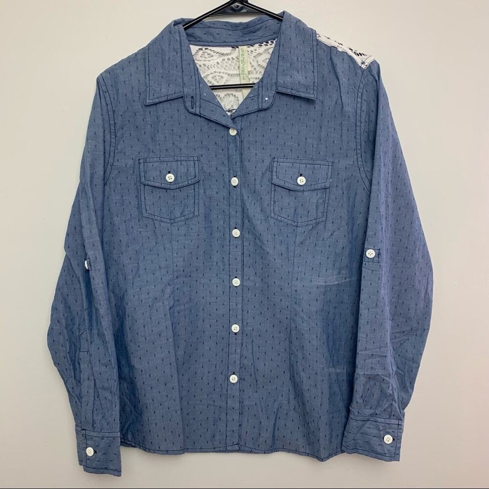 Overdrive Denim Lace Button Down Shirt
